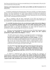 Advisory on the Implementation of the AMLA and its RIRRs and AMLC Reso No
