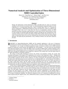 Numerical analysis and optimization of Three-dimensional MHD controlled inlets10