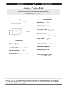 Keystone Formula Sheet-Algebra I