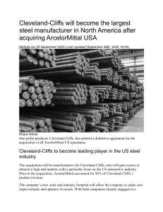 Cleveland Cliffs will become the largest steel manufacturer in North America