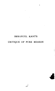 Kant, Immanuel - Critique of Pure Reason