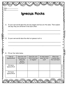 Igneous Rocks Worksheet