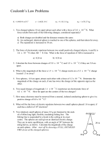 Coulomb Law Worksheet