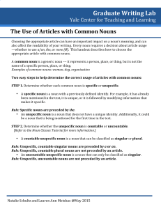 Aricles and Common Nouns 1