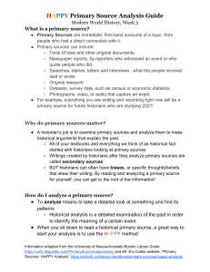 Lesson 1 HAPPY Primary Source Analysis Handout