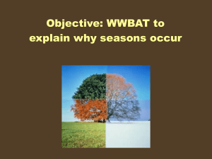 WWBAT to explain why seasons occur