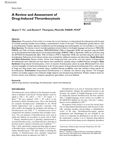 A Review and Assessment of Rx-induced Thrombocytosis