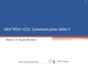 1CZ3 W13 - Exam Review