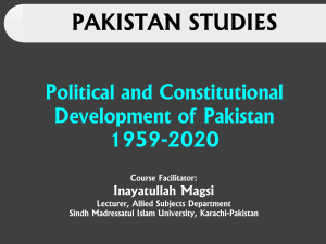 11. Political and Constitutional Development of Pakistan 1959-2020