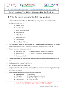 Biology Work sheet Five  for Grade 11