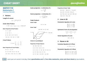 MATH1110 Mathematics 1 Cheatsheet