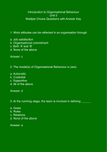 MCQs Unit 5 Introduction to Organisational Behaviour
