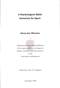 A Psychological Skills Inventory for Sport