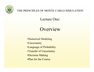 MONTECARO Lecture 1 overview
