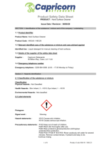 Capricorn Hard Surface Cleander Heavy Duty Degreaser Safety Data Sheet Sept20