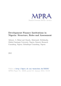 Development Finance Institutions in Nigeria - Structure, Roles and Assessment