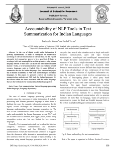 2020ACCOUNTABILITY OF NLP TOOLS IN TEXT SUMMARIZATION FOR INDIAN LANGUAGES