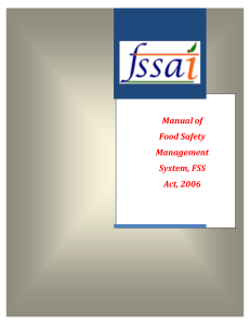 manual of food safety management system, fss act 2006