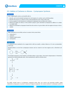8.09  Addition of Carbenes to Alkenes - Cyclopropane Synthesis