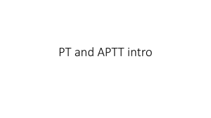 PT and APTT intro
