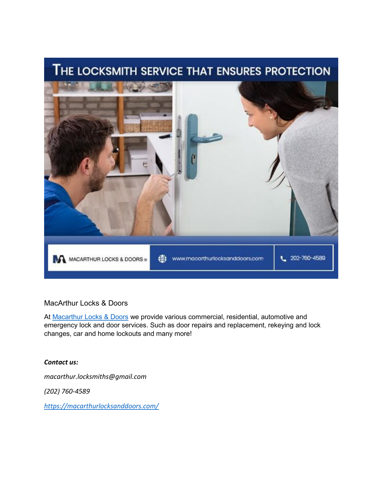 Commercial Locksmith - Locksmiths in Washington Dc