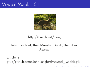 vowpal wabbit - v6.1 tutorial