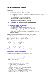 Stoichiometric calculations Summary notes