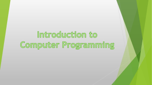 Intro To Programming -- C++