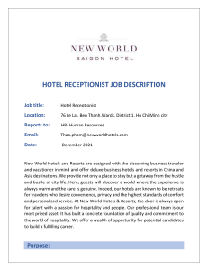 HOTEL RECEPTIONIST JOB DESCRIPTIO1