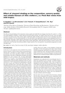 Effect of vineyard shading on the composition, sensory quality and volatile flavours of Vitis vinifera L. cv. Pinot Noir wines from mild tropics