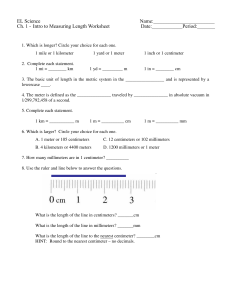 Ch. 1 - Intro to Measuring Length Worksheet