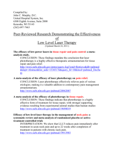Low Level Laser Therapy Research Abstracts & Links to National