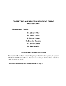 OBSTETRIC ANESTHESIA RESIDENT GUIDE