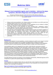 Allergy To Local Anaesthetic Agents Used In Dentistry