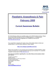 Anesthesia & Analgesia - NHS Greater Glasgow and Clyde