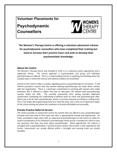 Volunteer Placement – Psychodynamic Counsellor