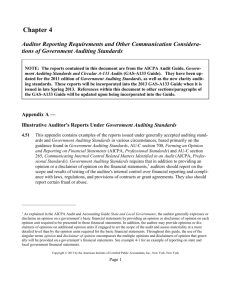Clarified Illustrative Government Auditing Standards Reports