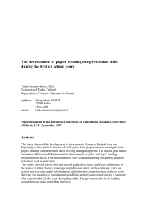 The development of pupils` reading comprehension skills during the