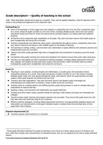 Grade descriptors – Quality of teaching in the school