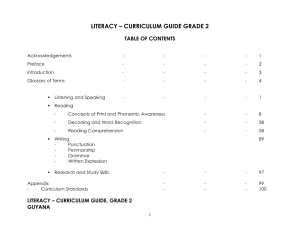 literacy – curriculum guide, grade 2