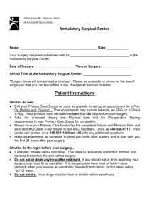 Surgery Information Package, including History & Physical forms