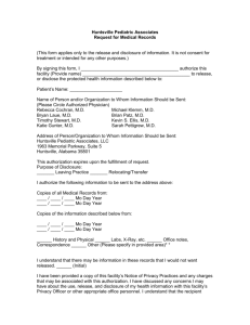 Request for Medical Records - Huntsville Pediatric Associates