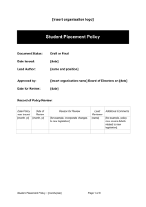 Student Placement Policy