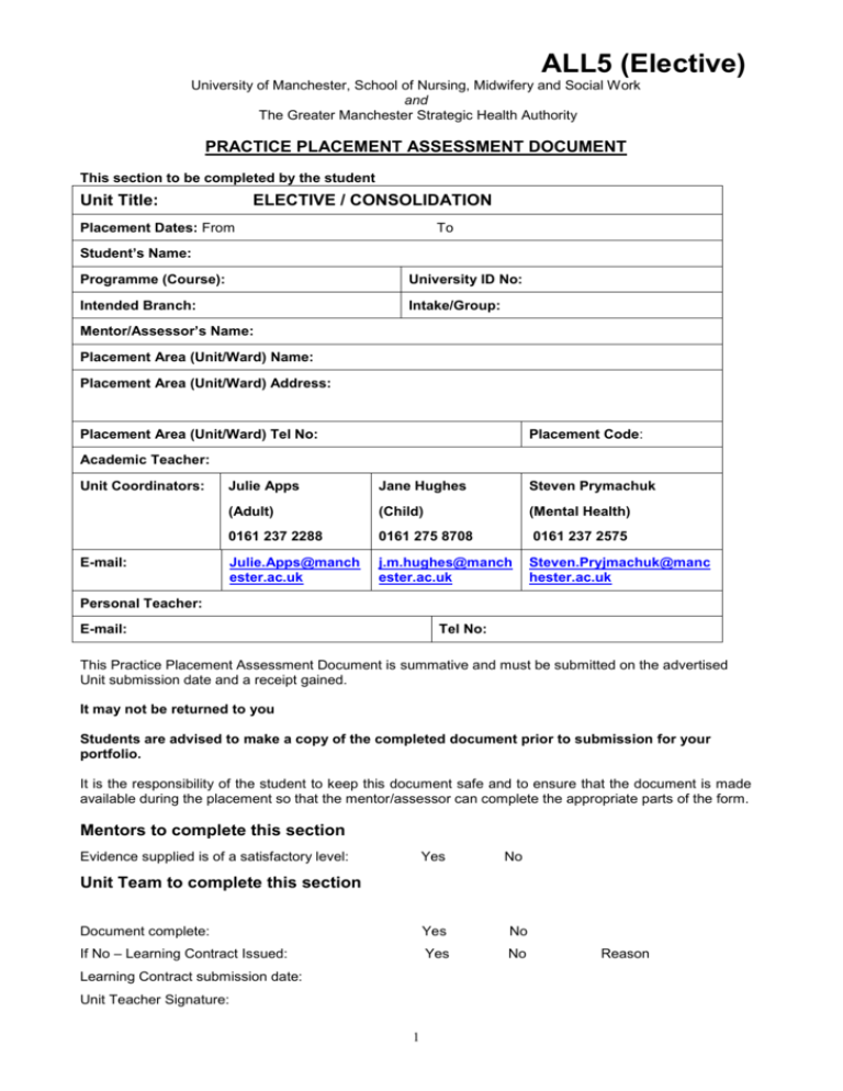 Practice Assessment Document