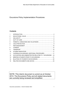 Excursions Policy Implementation Procedures