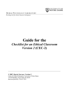 Checklist for an Ethical Classroom