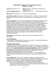 CCT650 - Mathematical Thinking for Elementary School Teachers