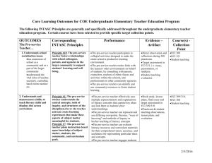 Core Learning Outcomes for COE Undergraduate Elementary