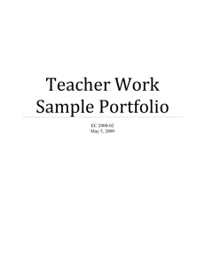Teacher Work Sample Portfolio Level I