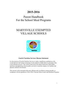 Parent Lunch Program Handbook - Marysville Exempted Village